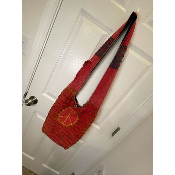 All That Jazz hobo boho peace red crossbody bag - Picture 1 of 10
